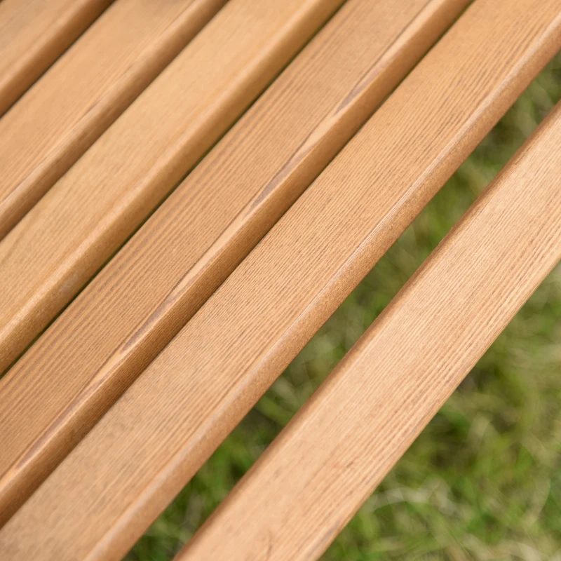 Outsunny 2 Seat Wooden Swing Chair Wood Swing Bench Chair With Canopy and Cup Holder for Patio Garden