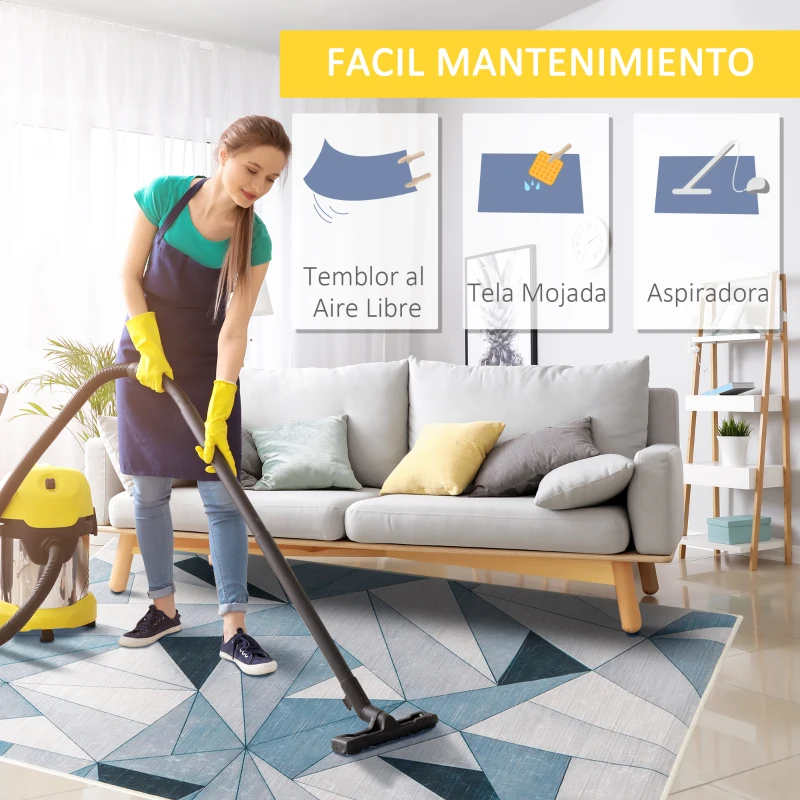 HOMCOM Alfombra de Salón Moderna de Terciopelo 170x120 cm Alfombra Geométrica con Base Antideslizante Multicolor