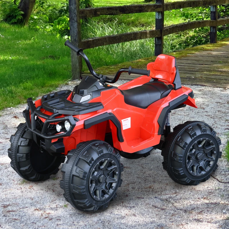 HOMCOM Quad Eléctrico Infantil Coche Eléctrico para +3 Años Cuatrimoto Batería 12V con Luces y Sonido 103x68x73cm Rojo
