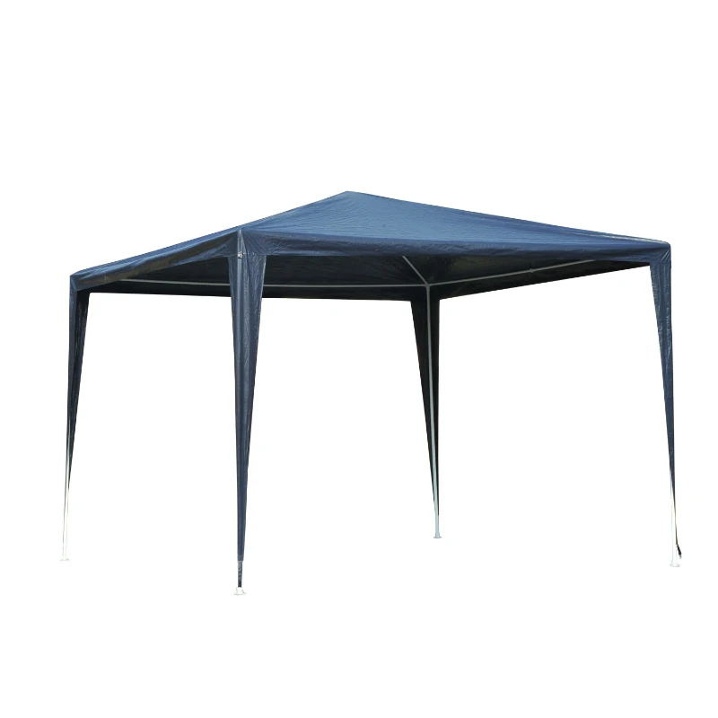 Outsunny Carpa Desmontable Impermeable 2,95x2,95x2,45m Pabellón de Jardín de Tubo de Acero Pérgola de Color Azul Oscuro