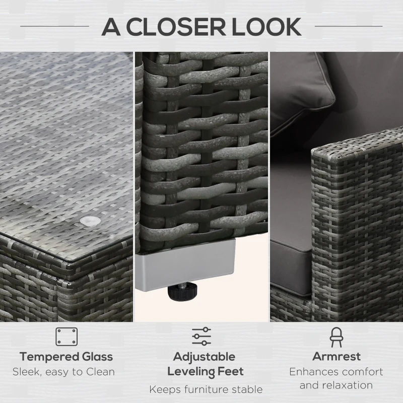 Outsunny 6 Piece Outdoor Patio PE Rattan Wicker Sectional Sofa Deluxe Furniture Set