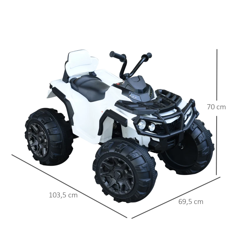 HOMCOM Quad Eléctrico Niño Coche Eléctrico Cuatrimoto Batería 12V con MP3 Radio Luces Sonidos 103,5x69,5x70 cm Carga 30kg