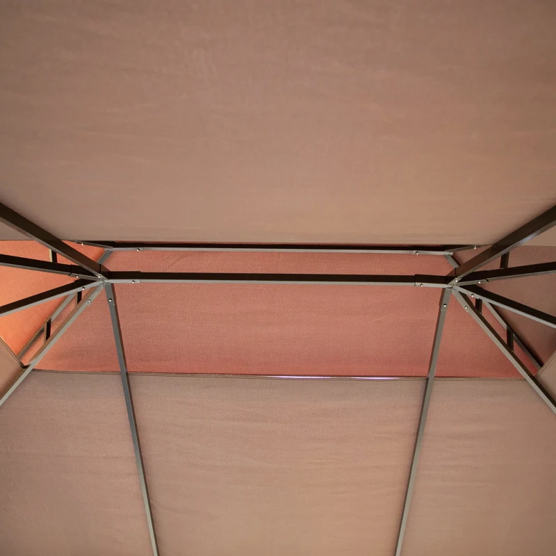 Outsunny Tonnelle de jardin extérieur 4 x 3 m barnum double toit tente de réception avec parois et moustiquaires marron(m-8)