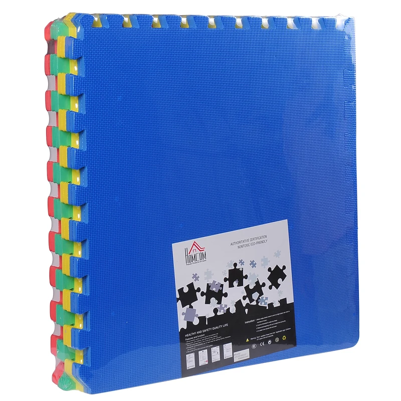 HOMCOM  Puzzlematte Kinderspielteppich Matte Spielmatte Bodenschutzmatte Bodenmatte Turnmatte EVA, Bunt, 60 x 60 x 1,2 cm 8 tlg.