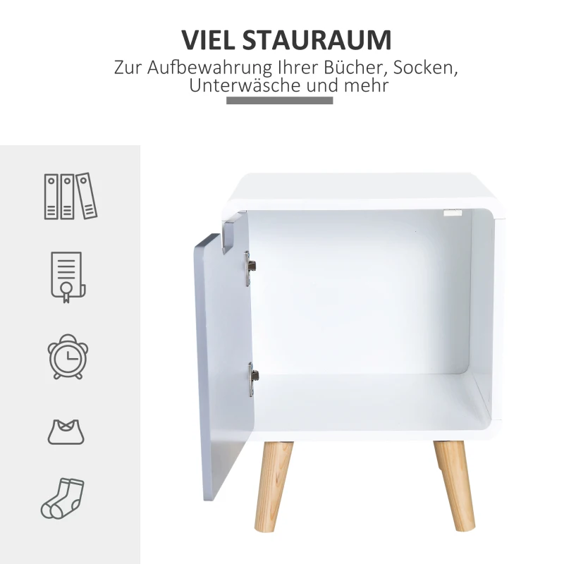 HOMCOM® STOLIK NOCNY KOMODA WYSOKI POŁYSK MDF biały