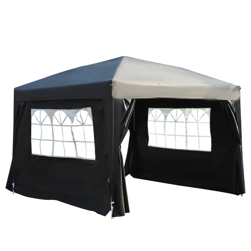Outsunny Pop Up Gazebo Marquee, 3x3 m-Black