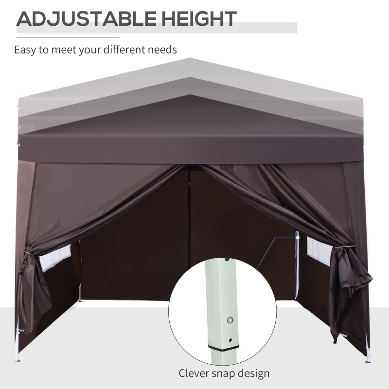 Outsunny Pop Up Gazebo Marquee, size (3m x3m)-Coffee