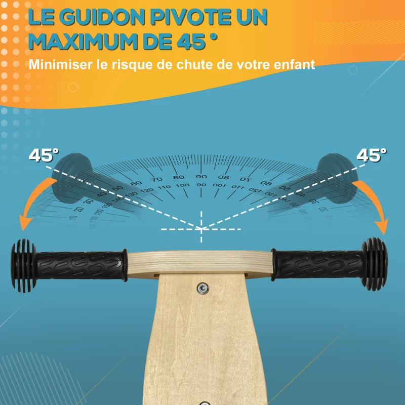 AIYAPLAY Draisienne tricycle vélo d'équilibre en bois 2 en 1 sans pédale pour enfants + 18 mois avec siège réglable 22-26 cm - rouge