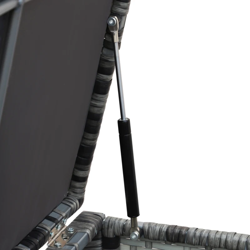 Outsunny 4 PCs Garden Rattan Wicker Outdoor Furniture Patio Corner Sofa Love Seat and Table Set with Cushions Side Desk Storage - Mixed Grey