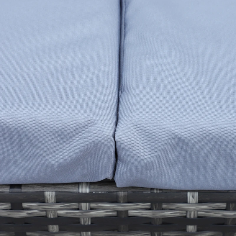 Outsunny 4 PCs Garden Rattan Wicker Outdoor Furniture Patio Corner Sofa Love Seat and Table Set with Cushions Side Desk Storage - Mixed Grey