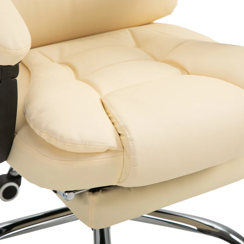Vinsetto Fauteuil de bureau fauteuil manager grand confort dossier inclinable roulettes P.U 65 x 69 x 127 cm crème
