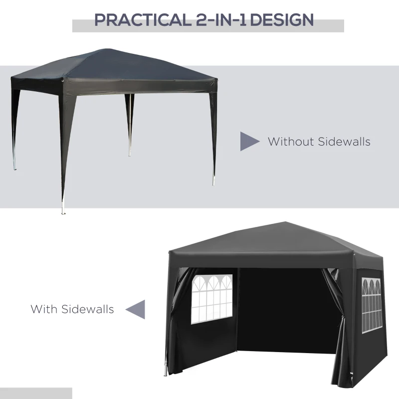 Outsunny Pop Up Gazebo Marquee, 3x3 m-Black