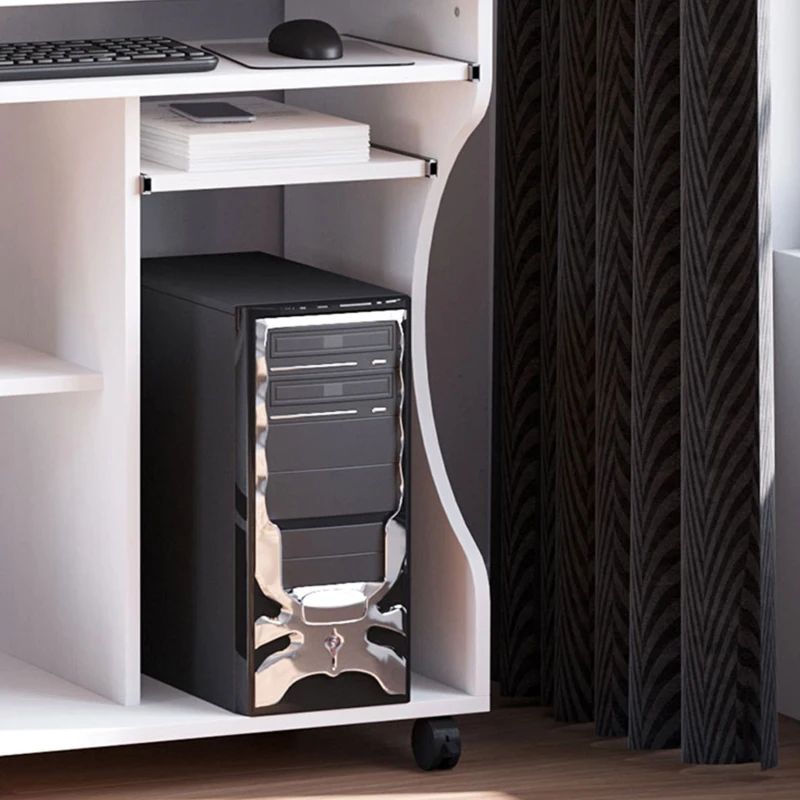 HOMCOM Schreibtisch mit Rollen 80 x 48 cm Computertisch Bürotisch mit Monitorständer, Tastaturablage, Ablage, PC Tisch für Home Office, Schlafzimmer Weiß