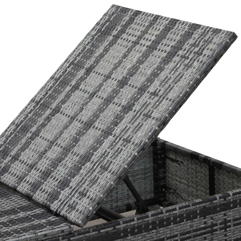 Outsunny Rattan Sun Lounger Adjustable Garden Furniture Recliner Bed Chair Reclining Patio Wicker Grey