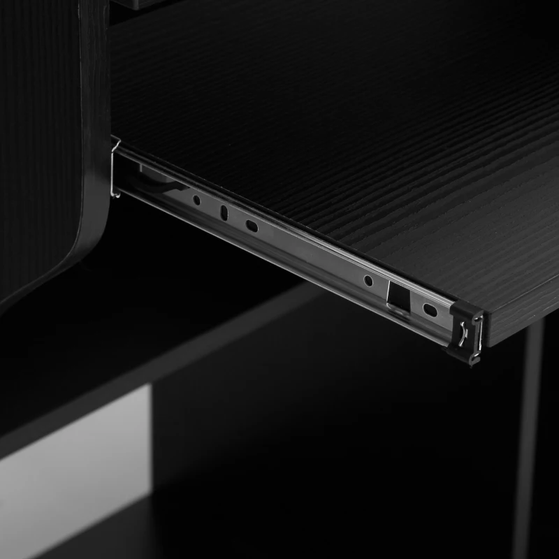 HOMCOM Computertisch Eckschreibtisch Winkelschreibtisch Schreibtisch Bürotisch PC Tisch Schwarz 80 x 48 x 76 cm