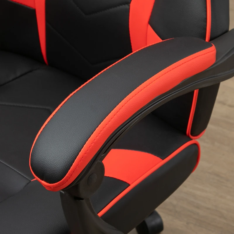 Vinsetto Fauteuil gaming gamer chaise de bureau ergonomique pivotante 360 ° hauteur dossier réglables repos-pieds rétractable 68 x 68 x 126 cm noir rouge