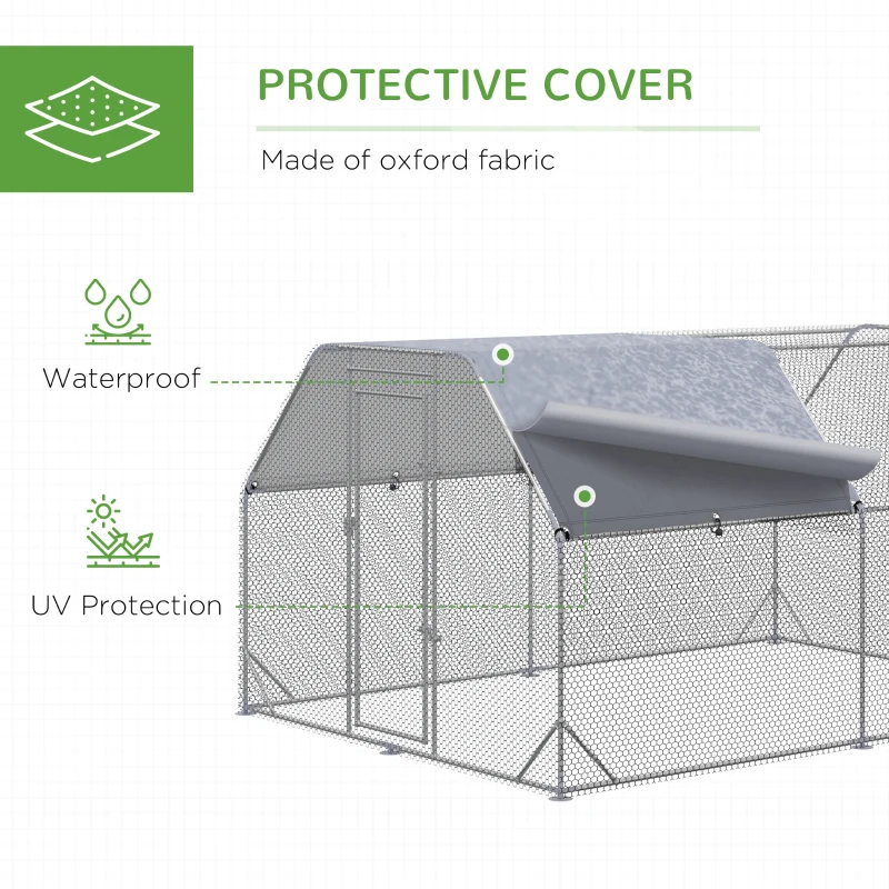 PawHut Chicken Run with Roof, Walk-In Chicken Coop for 10-12 Chickens, Hen House, Duck Pen, Outdoor 380 x 280 x 195cm