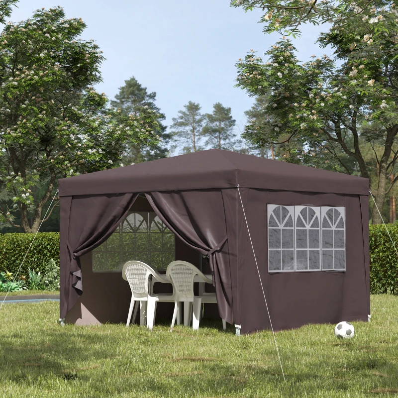 Outsunny Pop Up Gazebo Marquee, size (3m x3m)-Coffee