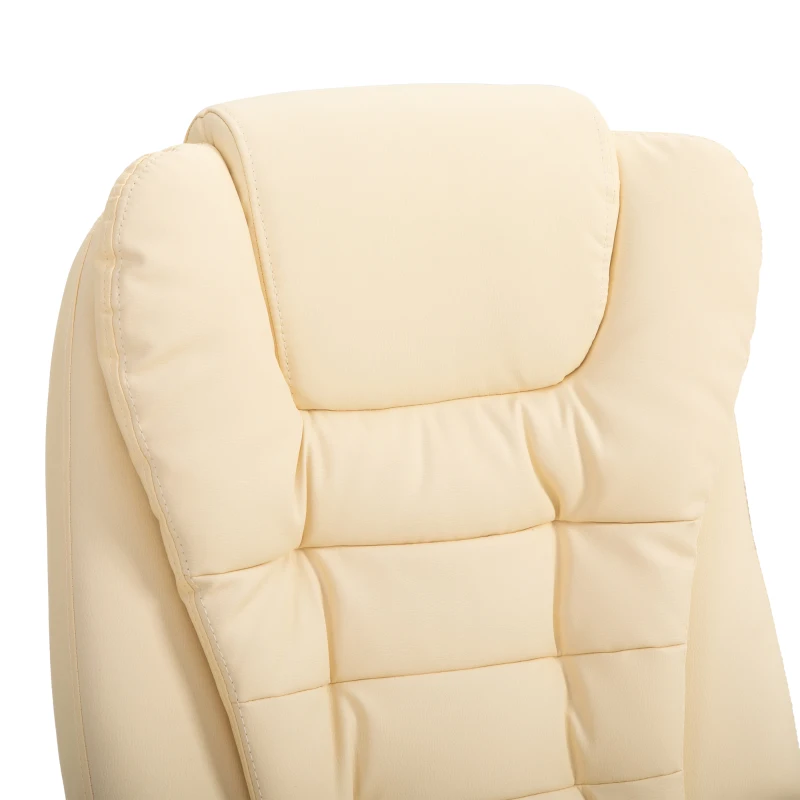 Vinsetto Fauteuil de bureau fauteuil manager grand confort dossier inclinable roulettes P.U 65 x 69 x 127 cm crème