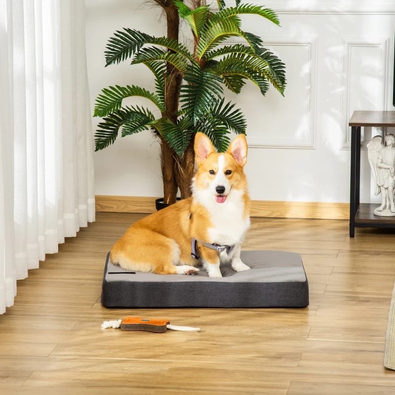 Legowisko dla zwierząt domowych PawHut materac dla psa mata dla psa pokrowiec zdejmowany do prania dla małych psów kotów poliester o wyglądzie lnu aksamitny poliester bawełna PP kolor szary 75 x 55 x 20 cm