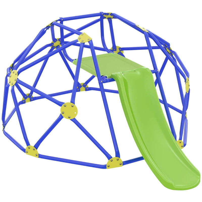 AIYAPLAY Cúpula de Escalada con Tobogán para Interior y Exterior para Niños de 3-10 Años 243x177x90 cm Azul y Verde