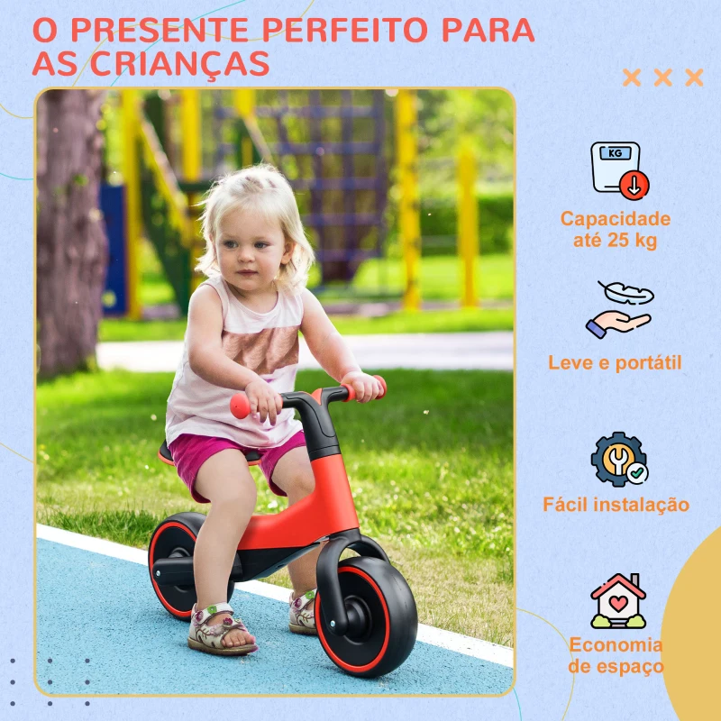 AIYAPLAY Bicicleta sem Pedais para Crianças acima de 18 Meses com Assento Ajustável em 30-36,5 cm Rodas de Ø19 cm 66,5x34x46,5 cm Vermelha