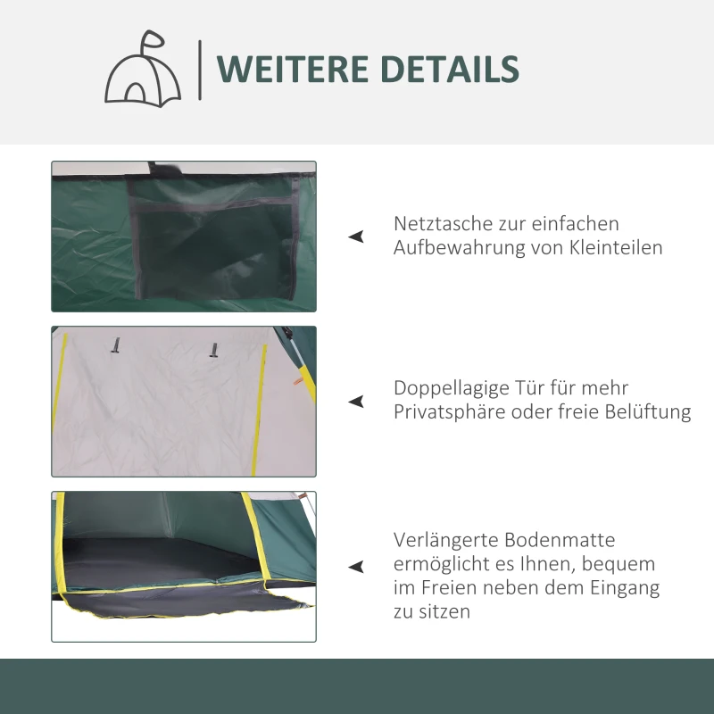 Namiot kempingowy dla 3-4 osób kopuła poliester zielony Outsunny
