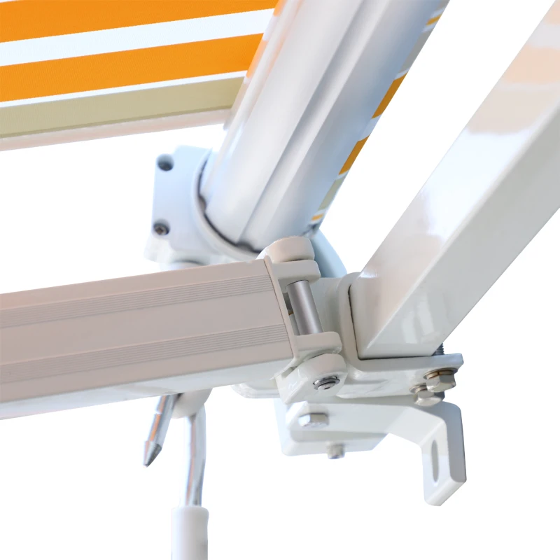 Outsunny Toldo Retrátil com Manivela Toldo de 300x200cm com Braço Articulado de Alumínio e 280 g/m² Laranja e Branco
