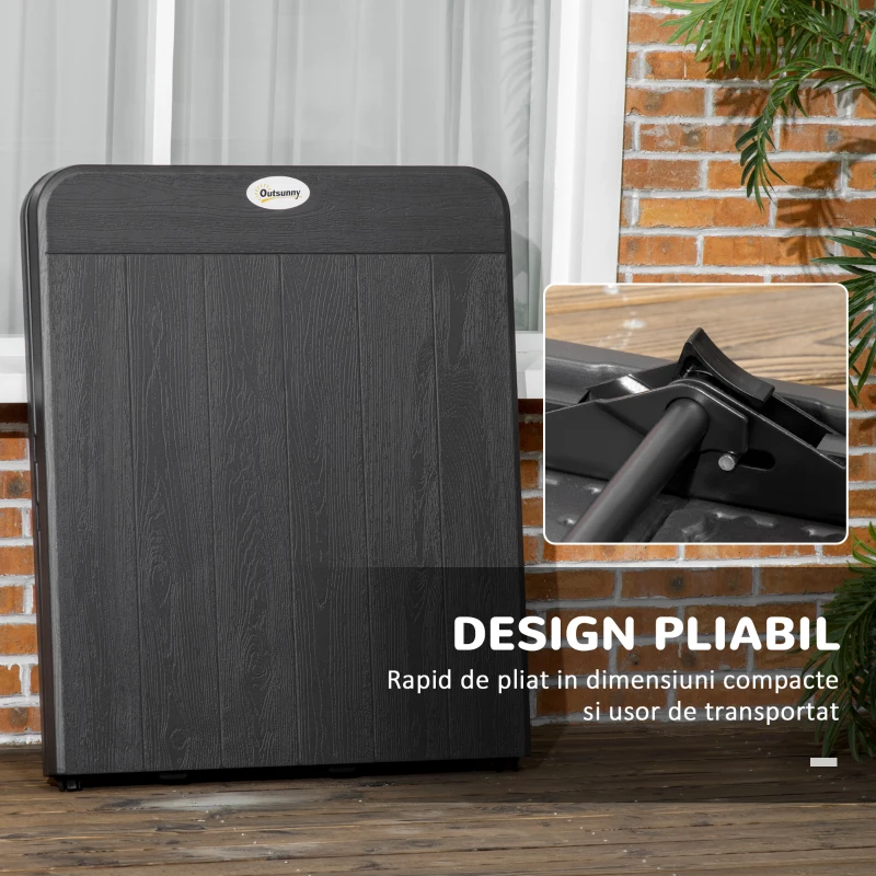 Outsunny Masă de Grădină Pliabilă pentru 6 Persoane, 180x75,5x73 cm, Gri Închis