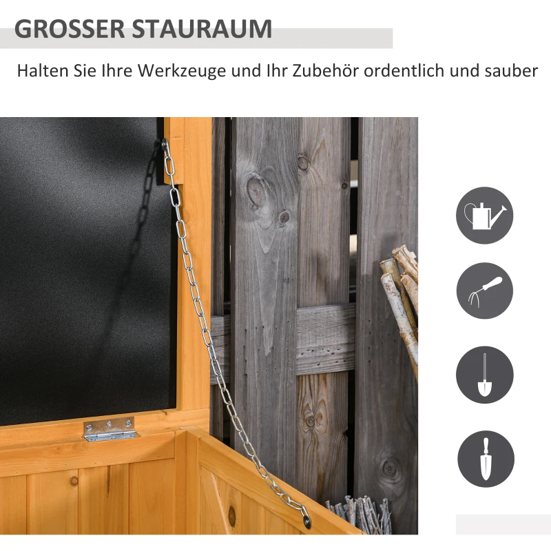 Outsunny Gartenbox, Kissenbox, Aufbewahrungsbox, Aufbewahrungsbox, Gartentruhe, wetterbeständig, Massivholz, 127 x 56 x 60 cm Gelb