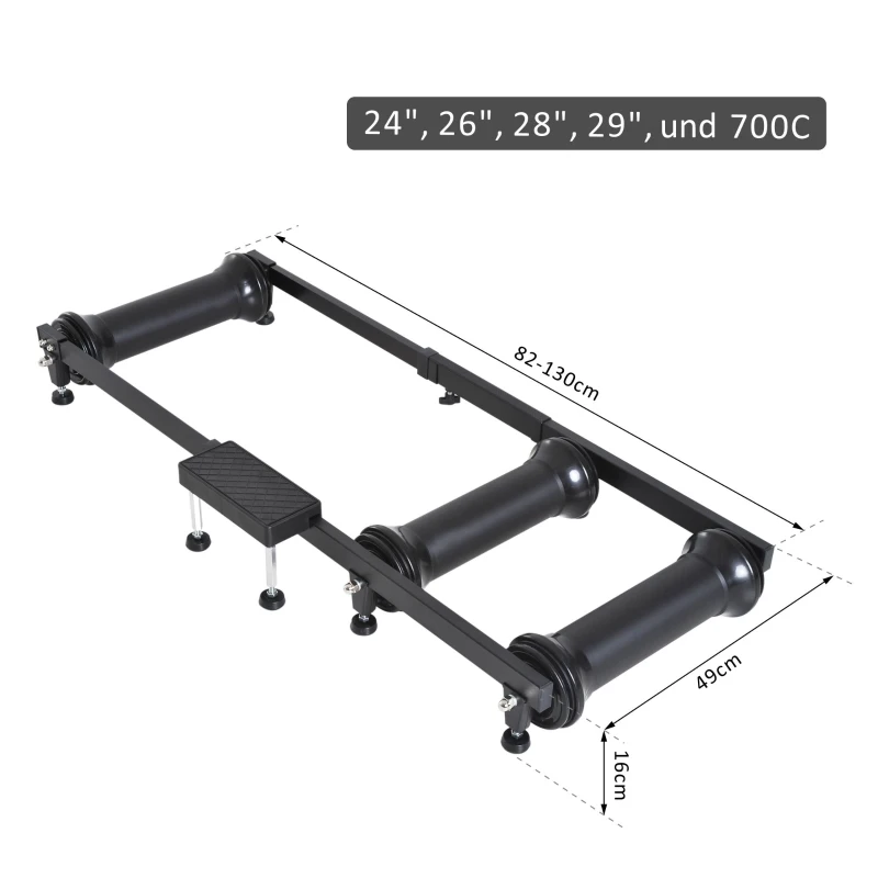 HOMCOM Roller Trainer Rollentrainer Heimtrainer Indoor-Training Schwarz L(82-130) x B49 x H16 cm