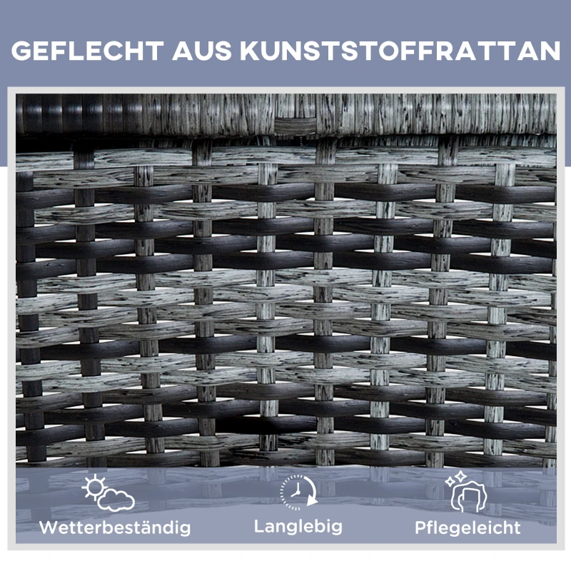 Outsunny leżak ogrodowy leżak 3-częściowy zestaw mebli ogrodowych technorattan szary