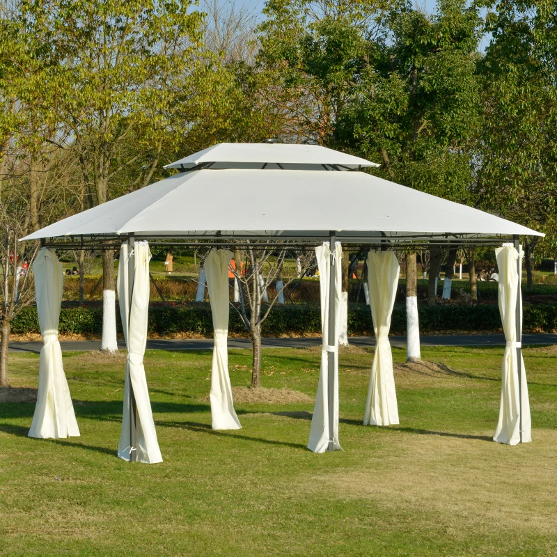 Altana ogrodowa 4 x 3 m pawilon namiot ogrodowy z oświetleniem LED stal poliester