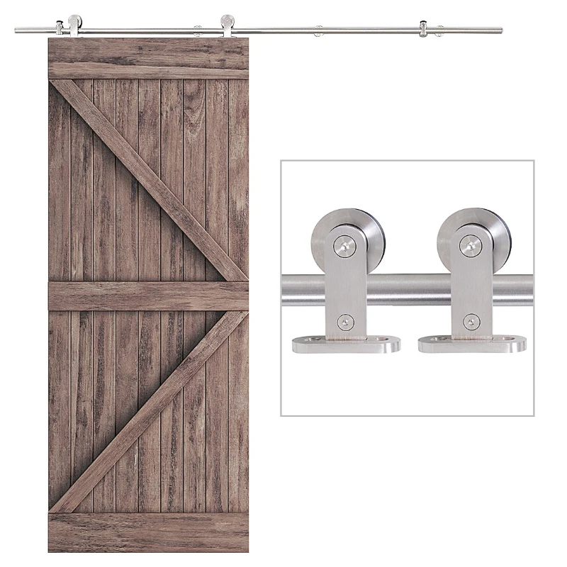 HOMCOM Kit Montaggio per Porta Scorrevole Singola da 2000mm con Binario e Accessori in Acciaio Inox per Pareti di Cemento o Legno