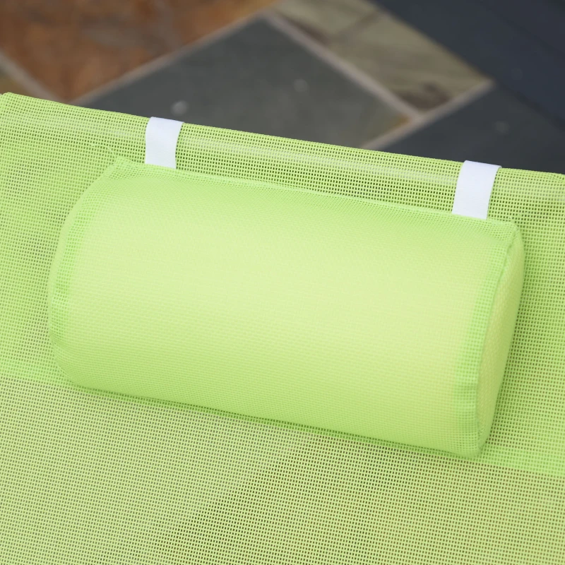 espreguiçadeira  reclinável e dobrável com almofada para praia Piscina Terraço e acampamento - Cor Verde - Aço - 182x56x24.5 cm