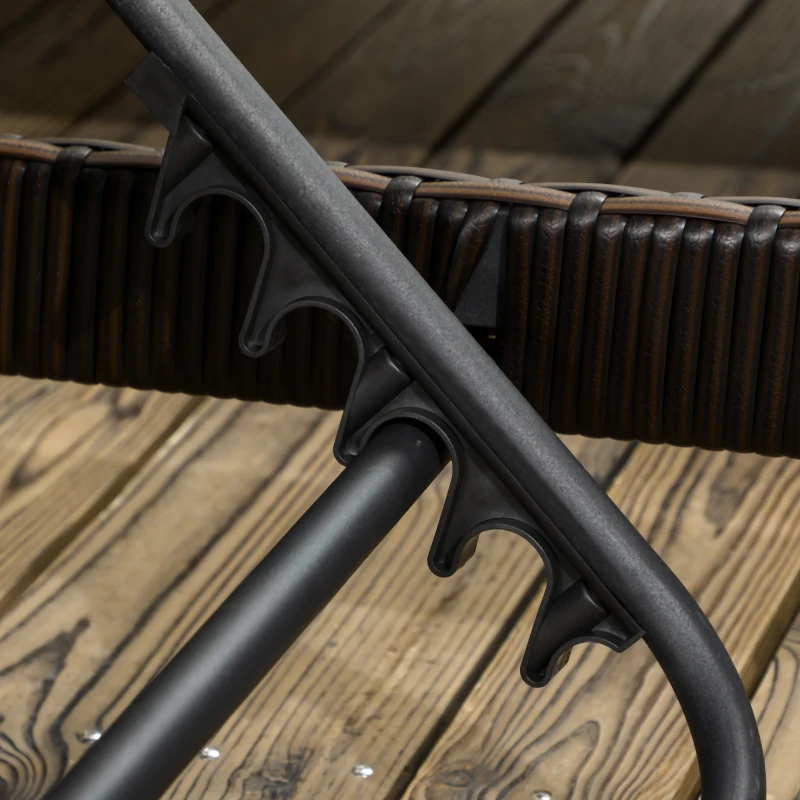 Outsunny Set 2 Lettini Prendisole in Rattan PE con Cuscino e Schienale 5 Reclinazioni, 196x60x22cm