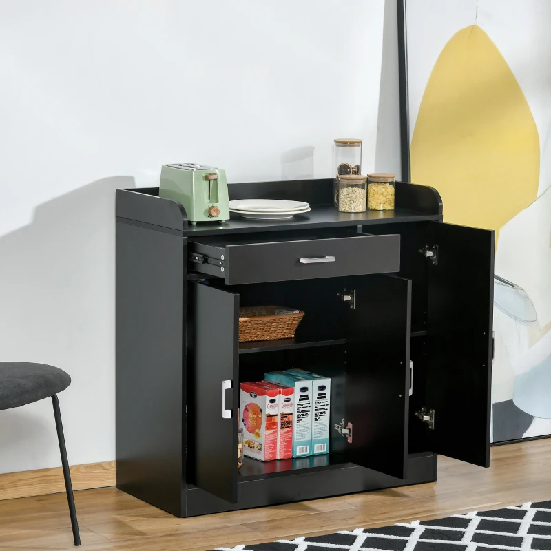 HOMCOM Sideboard Buffet, Storage Cabinet with Drawer, 3 Doors and Adjustable Shelf, Black
