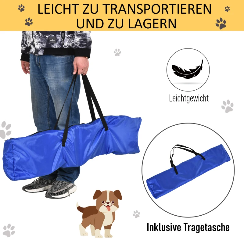 PawHut Agility Set Hunde 3-teiliges Agility-Ausrüstung für Hundetraining Steckhürdenset mit 6 Slalomstangen höhenverstellbar Hürden Sprungreifen Tragetasche Agilityset für Spiele Training