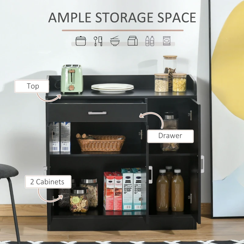 HOMCOM Sideboard Buffet, Storage Cabinet with Drawer, 3 Doors and Adjustable Shelf, Black