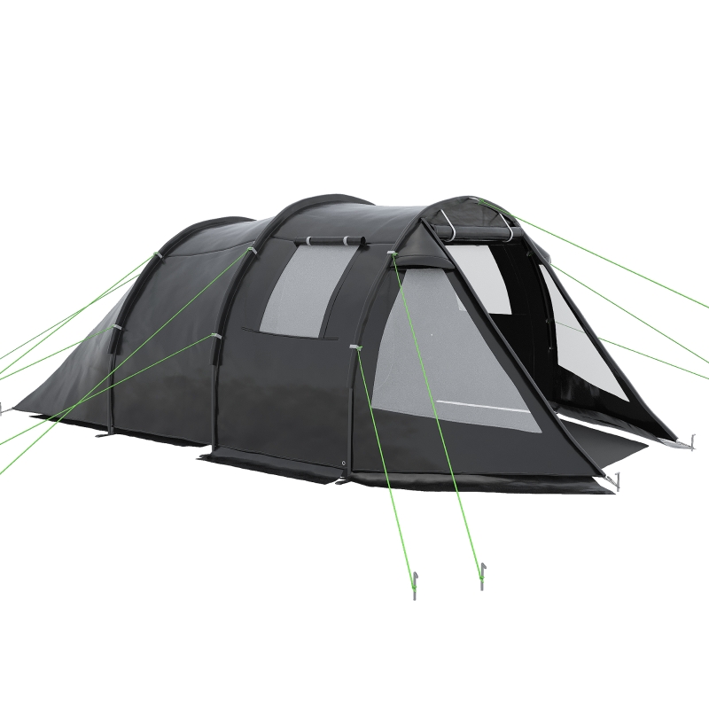 Tenda Da Campeggio Outsunny 4 Persone - Impermeabile 3000mm, Con Stanza Separata, 460x260cm, Verde - Foto 7