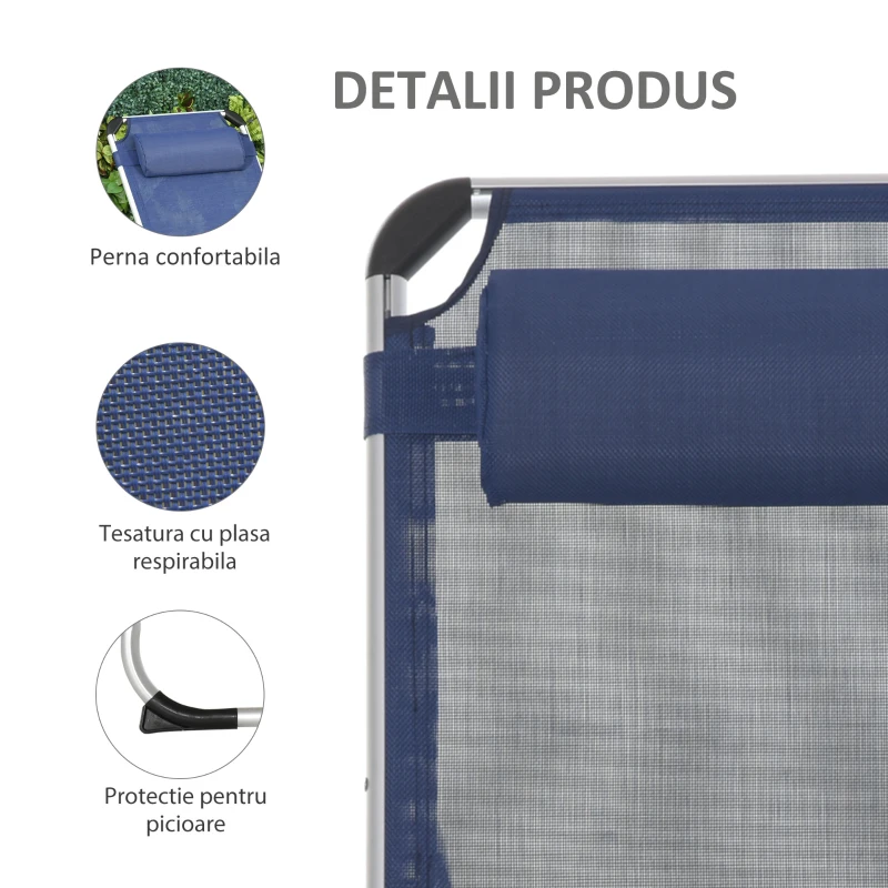 Outsunny Scaun de Gradina Pliabil cu Spatar Reglabil Albastru