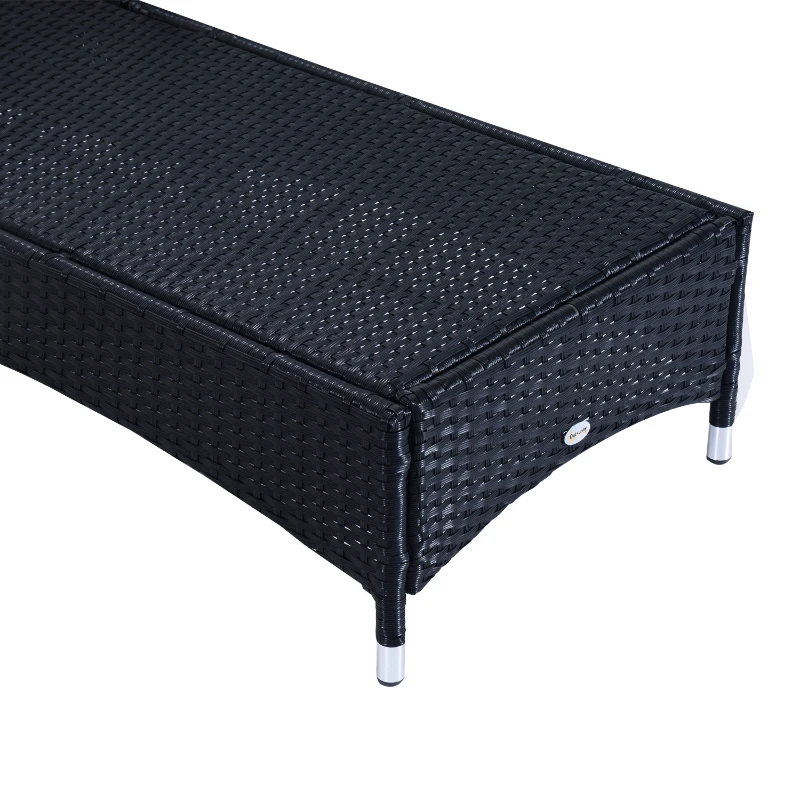 Outsunny Set 2 Sezlonguri in Rattan cu Saltea Captusita si Masuta, Negru