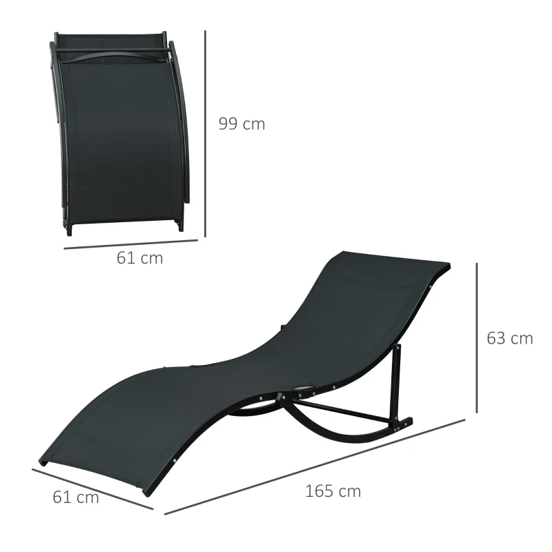 Outsunny Set 2 Sezlonguri de Gradina Pliabile, Sezlong pentru plaja din Aluminiu si Textilen, 61x165x63cm, negru