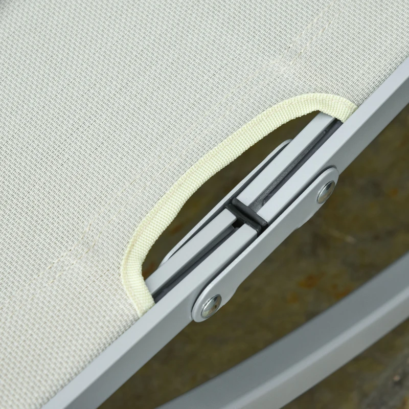 Outsunny Set de 2 Sezlonguri de Gradina Pliabile din Aluminiu si Textilen Bej