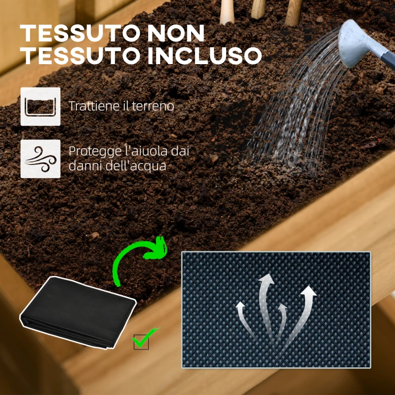 Outsunny Fioriera da Esterno Verticale in Legno con 3 Vasi Rimovibili, 60x16x80cm