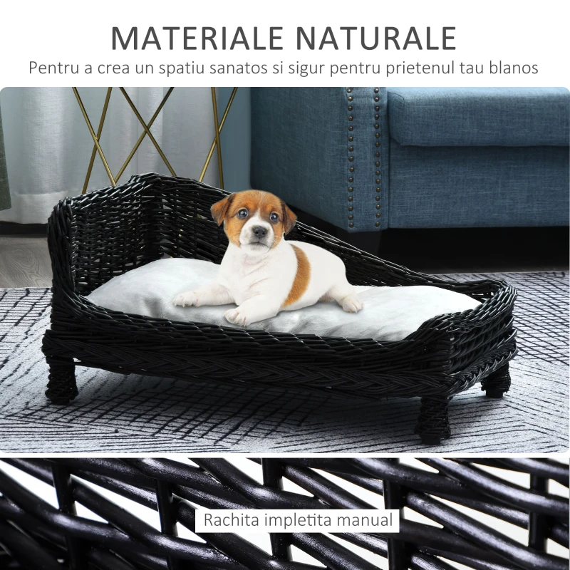 PawHut sezlong animale de companie, 69x42x33cm, negru