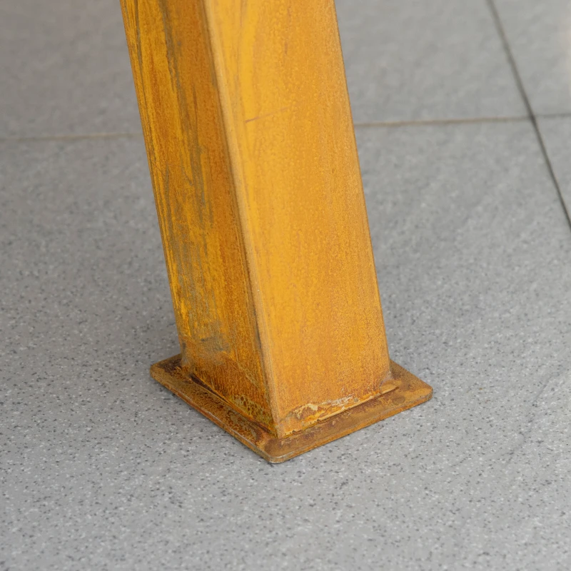 Outsunny Feuerschale mit Schürhaken, Gußeisen, Feuerstelle, 71  cm x 60 cm x 36 cm, Rostbraun