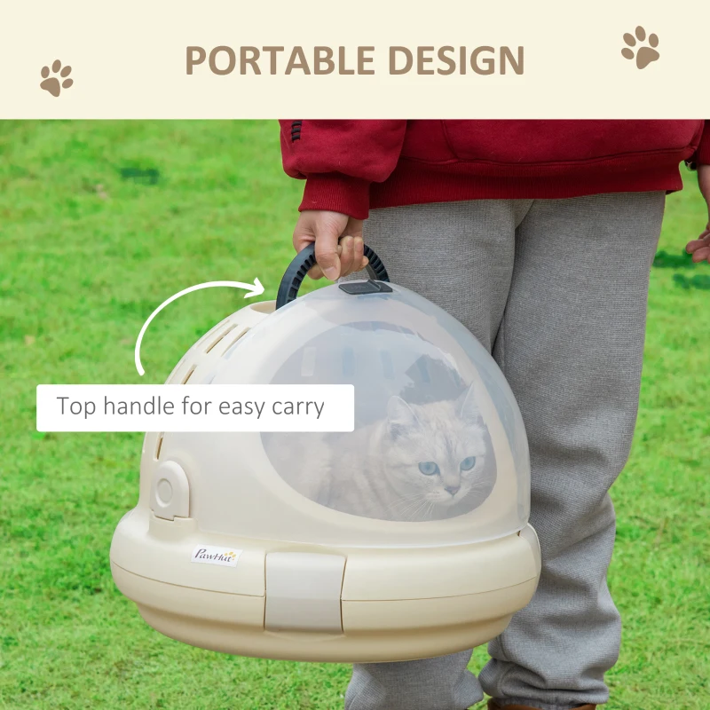 PawHut Cusca pentru Transportul Pisicilor Rotunda, din PP, Φ41x35.2cm, Bej