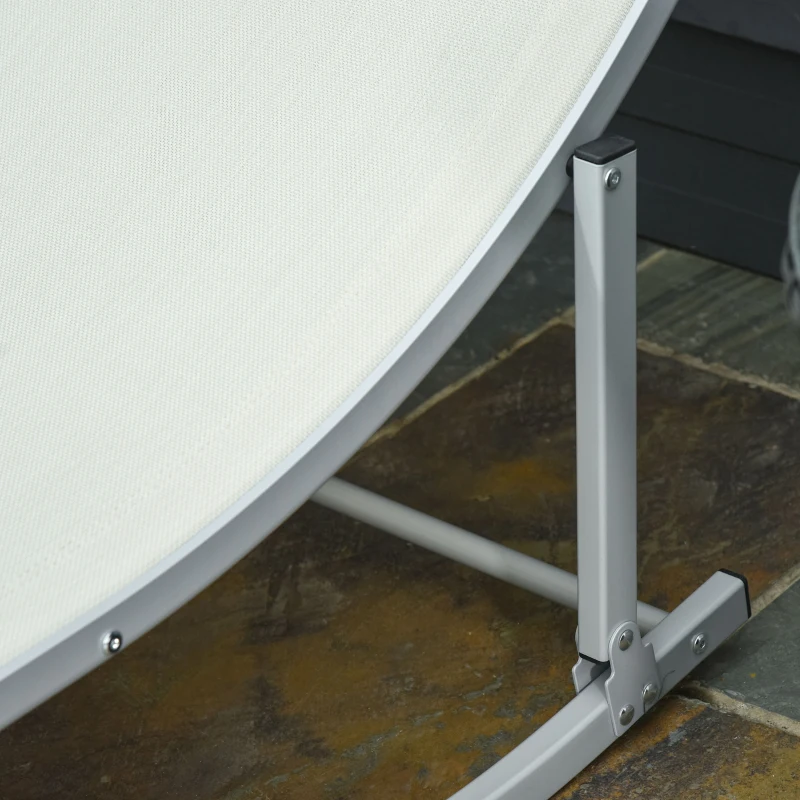 Outsunny Set de 2 Sezlonguri de Gradina Pliabile din Aluminiu si Textilen Bej