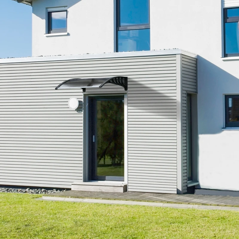 Outsunny Copertina de Exterior din Policarbonat pentru Usi si Ferestre cu Kit de Montare 100x100x26cm - Maro(m-11)